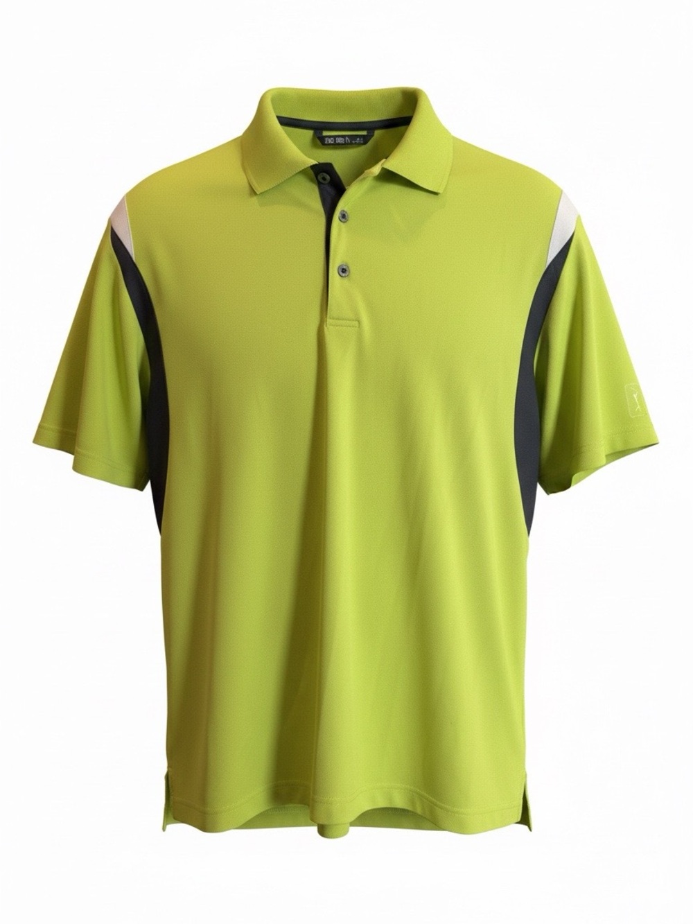 PGA Tour Lime Green Polo with Charcoal and White Panels